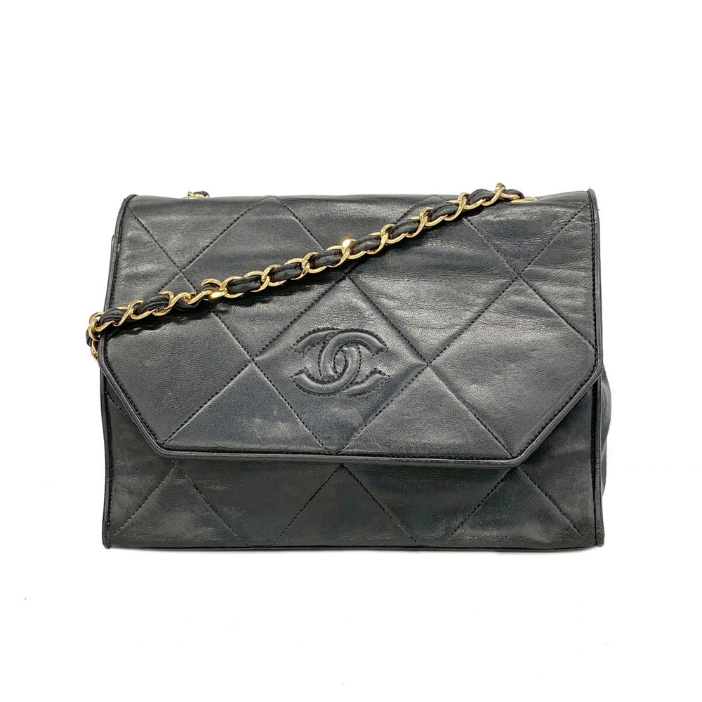 Chanel Matelassé Chain Shoulder Bag, Lambskin, Black, Women's